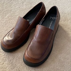 Cognac Brown Leather Hush Puppies Loafers